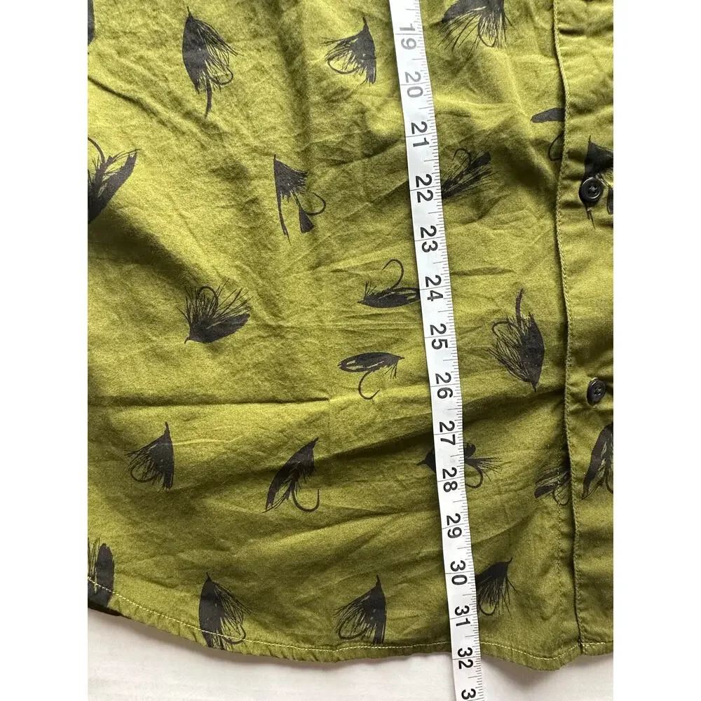 The North Face Baytrail Green Fly Fishing Lure Print Short Sleeve Shirt Mens XL